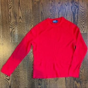 red polo Ralph Lauren waffle long sleeved shirt